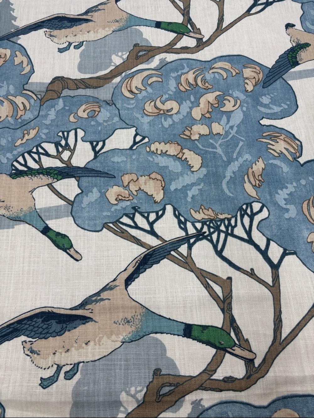 GP & J Baker Mulberry Flying Ducks Blue 1 yard of Fabric.